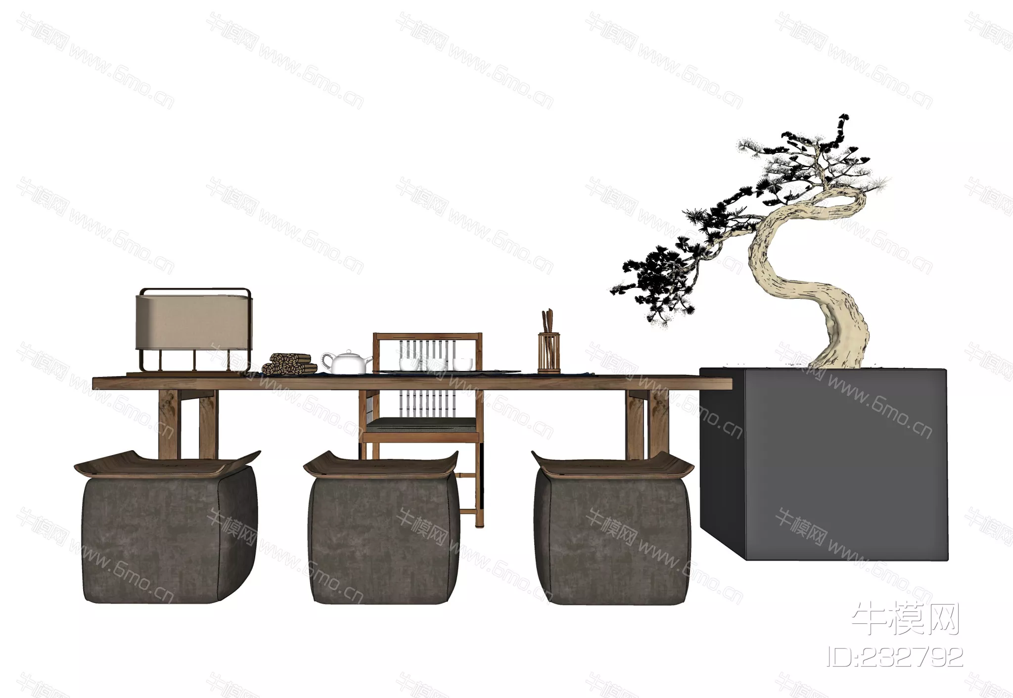 CHINESE TEA TABLE SET - SKETCHUP 3D MODEL - ENSCAPE - 232792