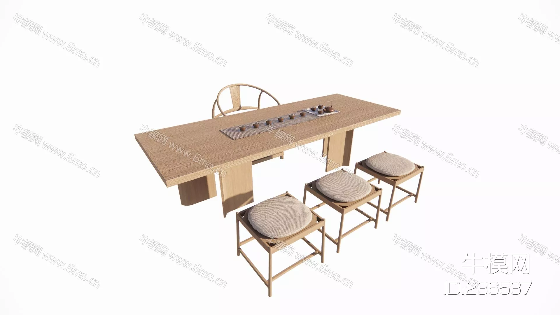 CHINESE TEA TABLE SET - SKETCHUP 3D MODEL - ENSCAPE - 236537