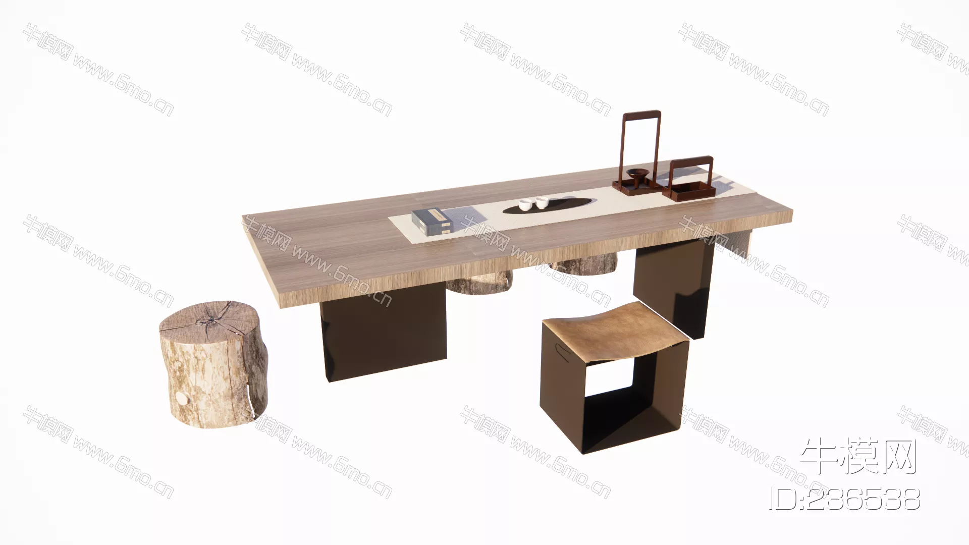 CHINESE TEA TABLE SET - SKETCHUP 3D MODEL - ENSCAPE - 236538