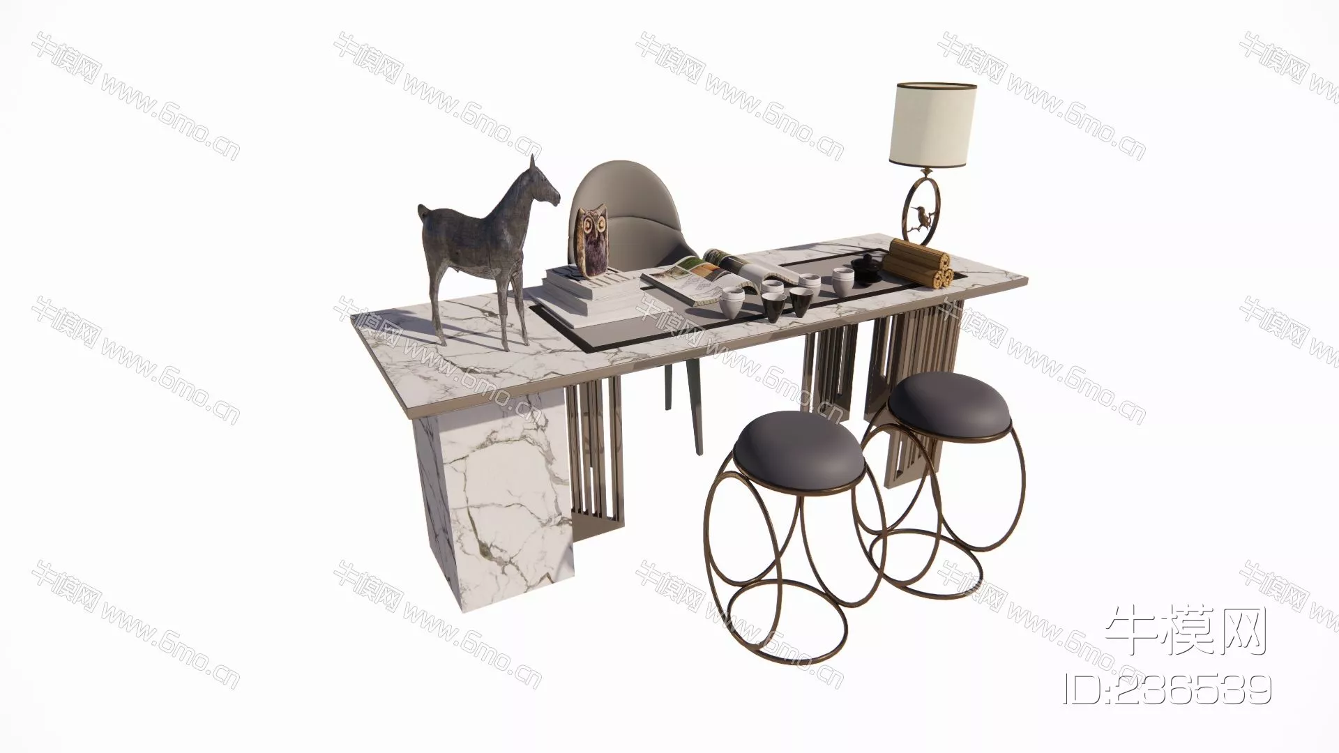 CHINESE TEA TABLE SET - SKETCHUP 3D MODEL - ENSCAPE - 236539