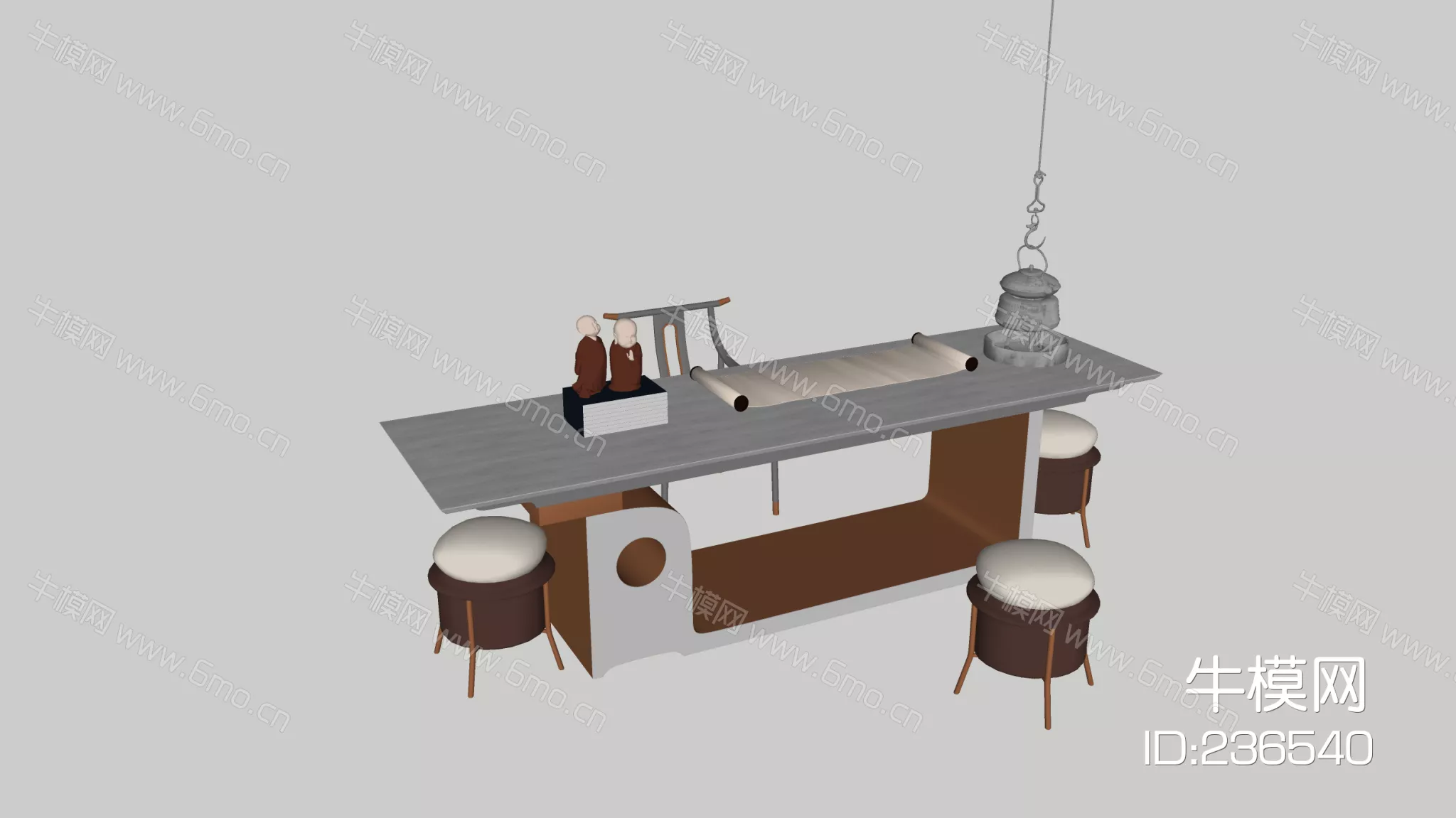 CHINESE TEA TABLE SET - SKETCHUP 3D MODEL - ENSCAPE - 236540