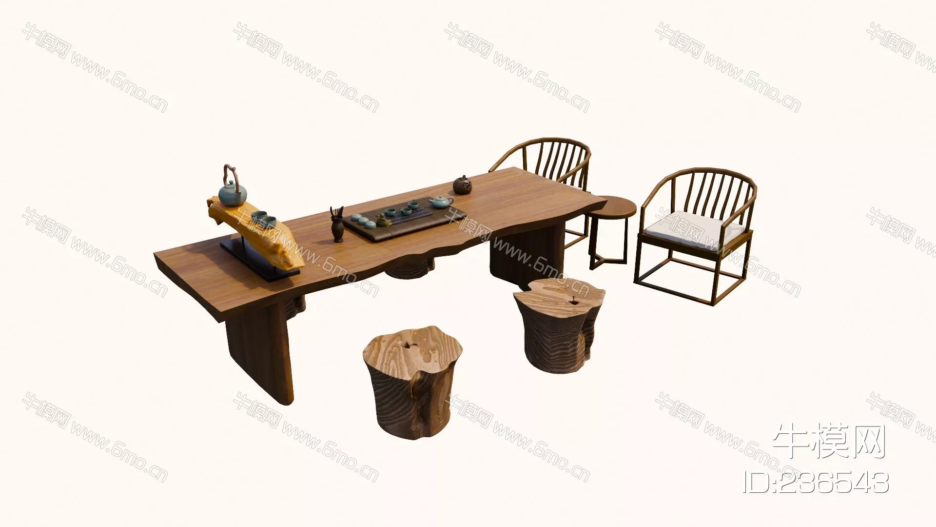 CHINESE TEA TABLE SET - SKETCHUP 3D MODEL - ENSCAPE - 236543