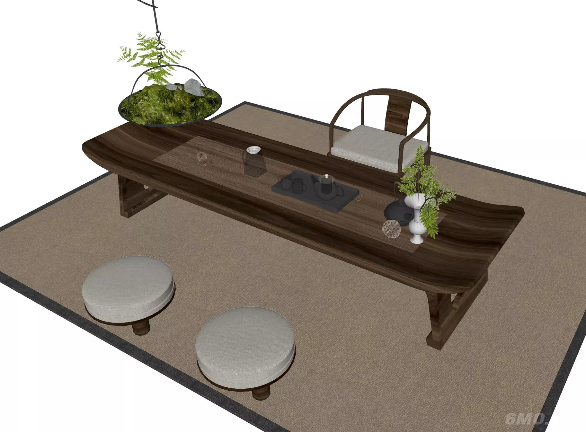 CHINESE TEA TABLE SET - SKETCHUP 3D MODEL - ENSCAPE - 244184