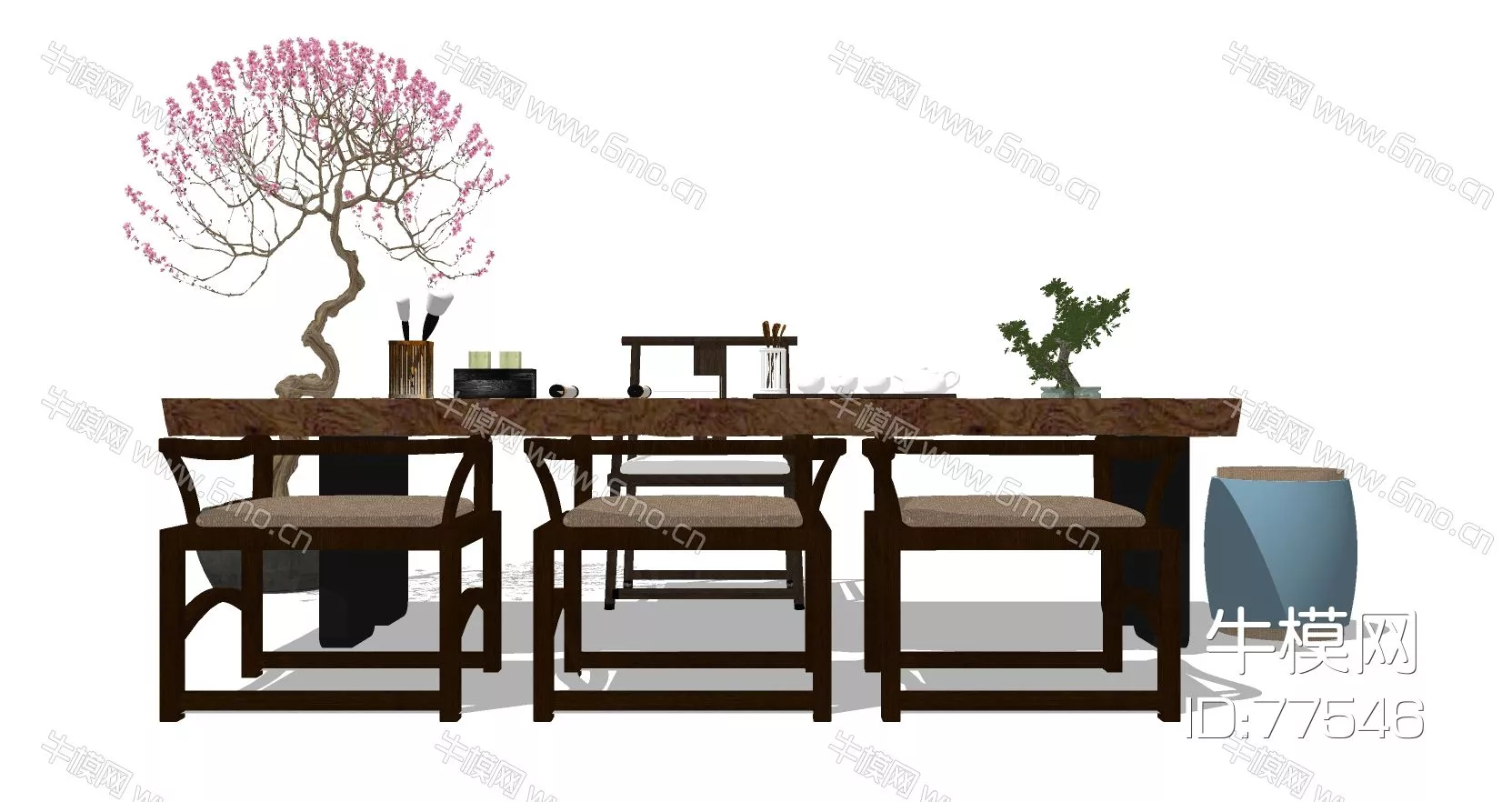 CHINESE TEA TABLE SET - SKETCHUP 3D MODEL - ENSCAPE - 77546
