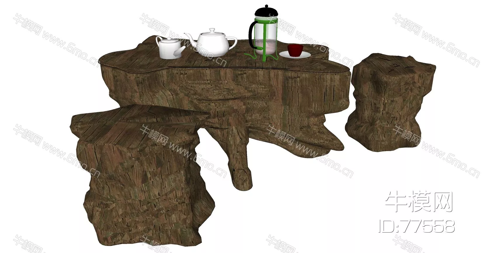 CHINESE TEA TABLE SET - SKETCHUP 3D MODEL - ENSCAPE - 77558