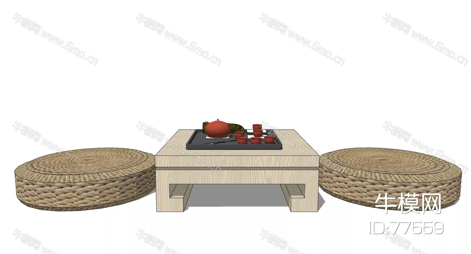 CHINESE TEA TABLE SET - SKETCHUP 3D MODEL - ENSCAPE - 77559