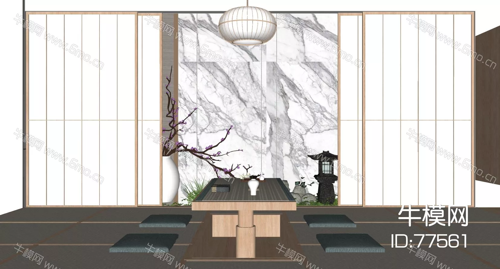 CHINESE TEA TABLE SET - SKETCHUP 3D MODEL - ENSCAPE - 77561