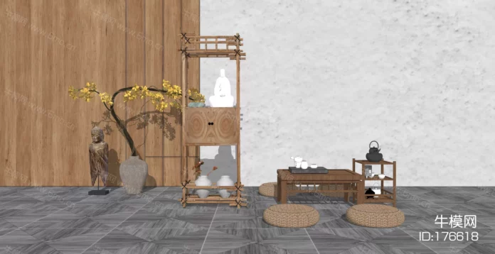 CHINESE TEA TABLE SET - SKETCHUP 3D MODEL - ENSCAPE - ID00037