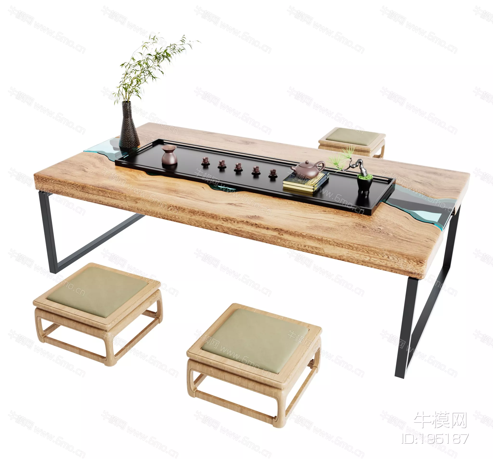 CHINESE TEA TABLE SET - SKETCHUP 3D MODEL - VRAY - 195187