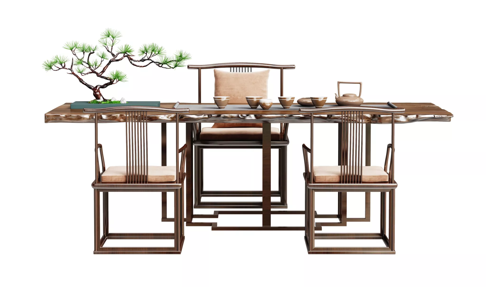 CHINESE TEA TABLE SET - SKETCHUP 3D MODEL - VRAY - 243319