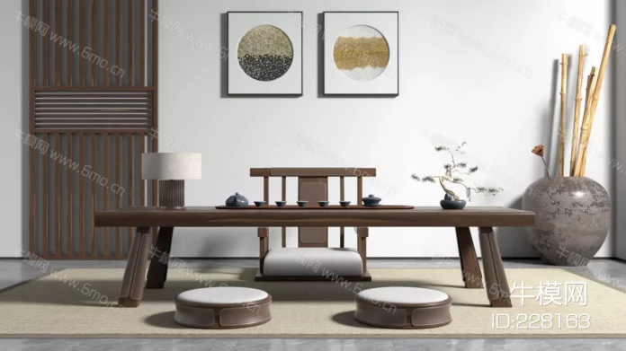 CHINESE TEA TABLE SET - SKETCHUP 3D MODEL - VRAY - ID00039