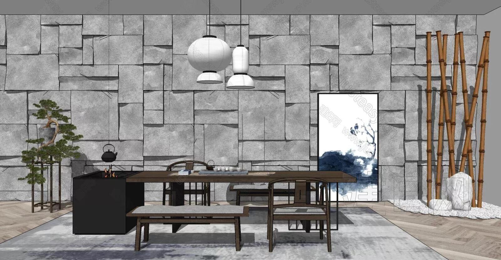 CHINESE TEAROOM - SKETCHUP 3D SCENE - ENSCAPE - 111755535