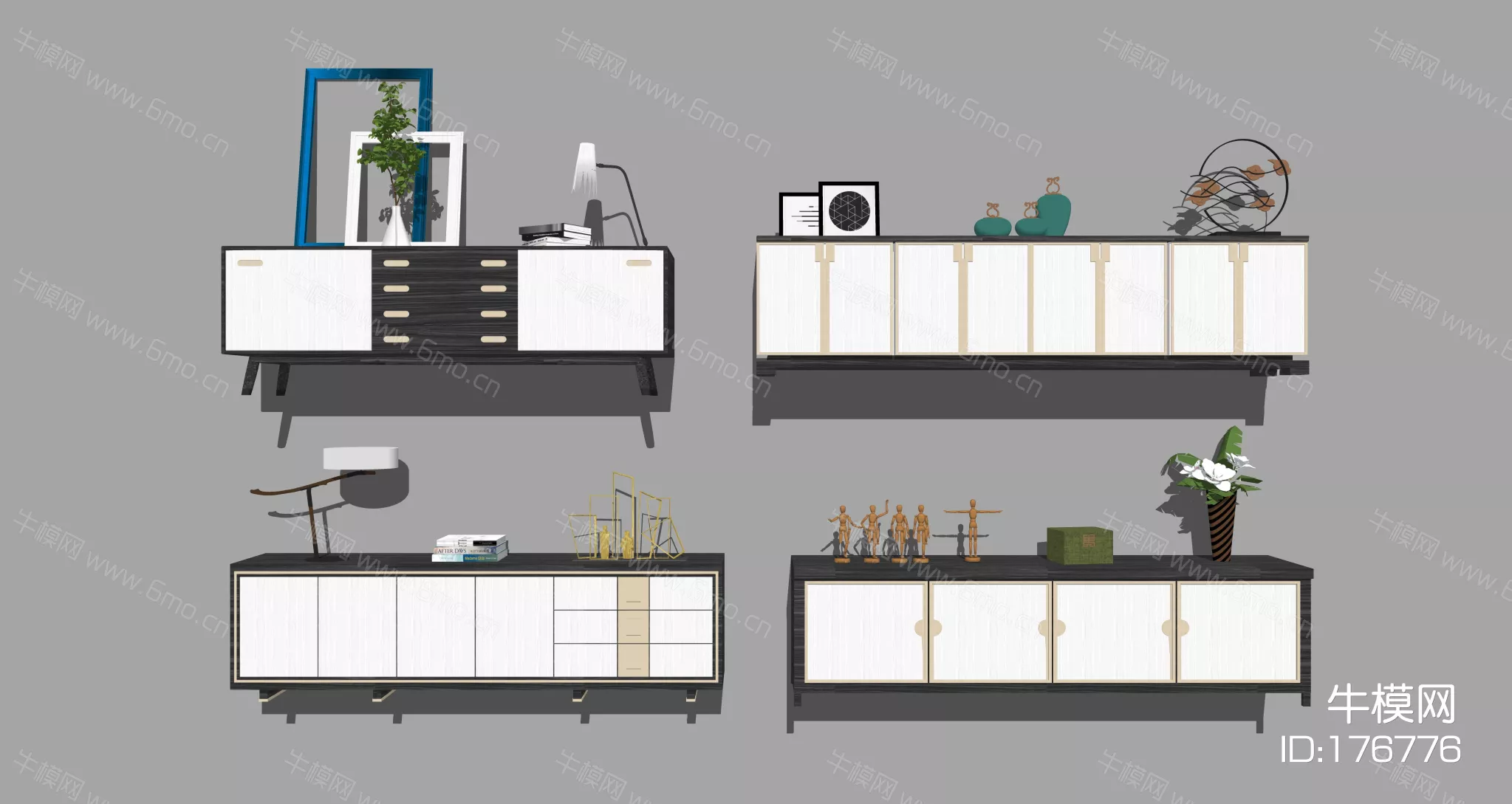 CHINESE TV CABINET - SKETCHUP 3D MODEL - ENSCAPE - 176776