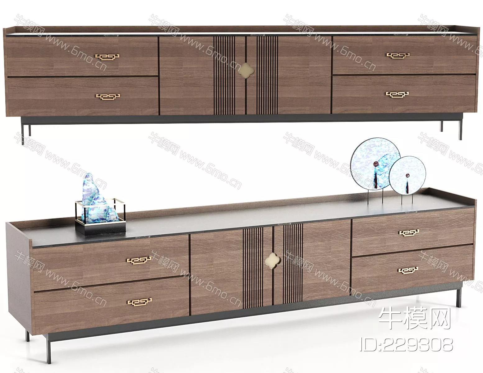 CHINESE TV CABINET - SKETCHUP 3D MODEL - VRAY - 229308