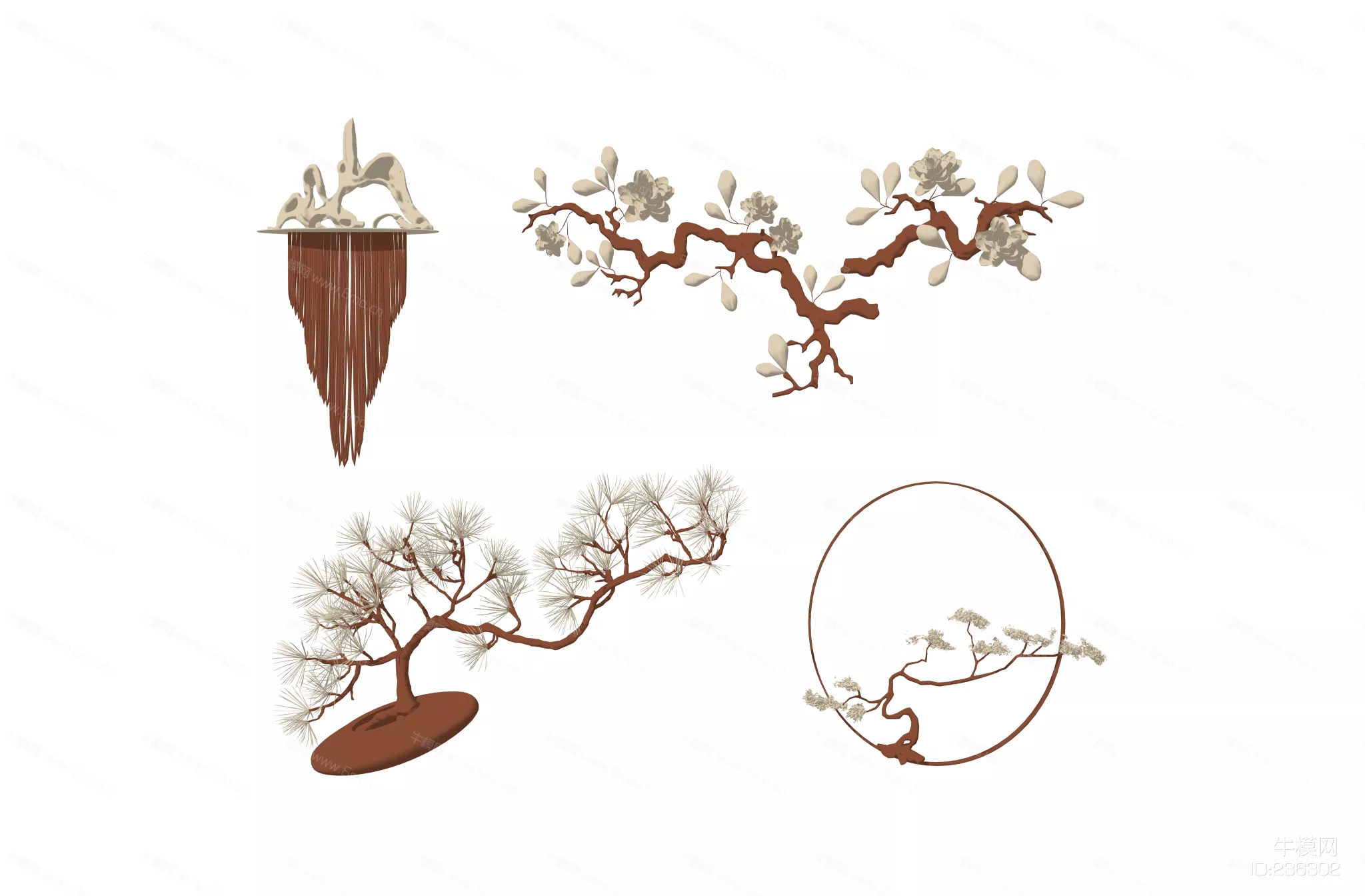 CHINESE WALL DECOR - SKETCHUP 3D MODEL - ENSCAPE - 236302