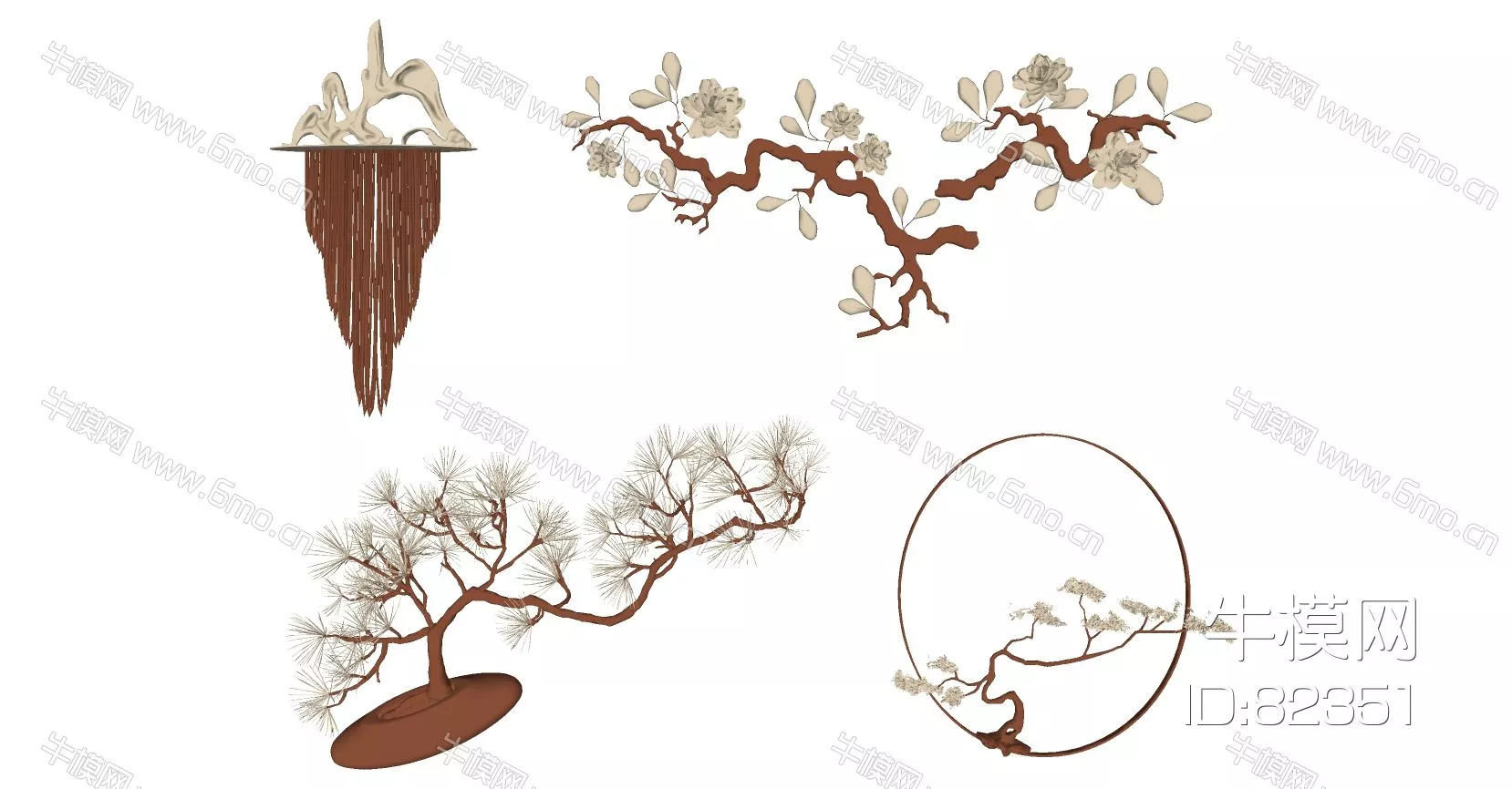 CHINESE WALL DECOR - SKETCHUP 3D MODEL - ENSCAPE - 82351