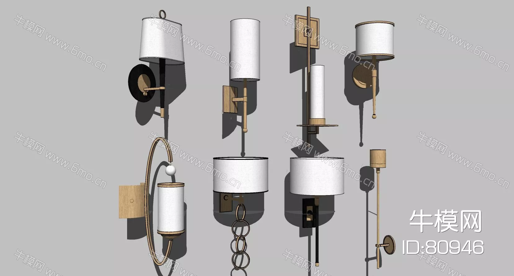 CHINESE WALL LAMP - SKETCHUP 3D MODEL - ENSCAPE - 80946