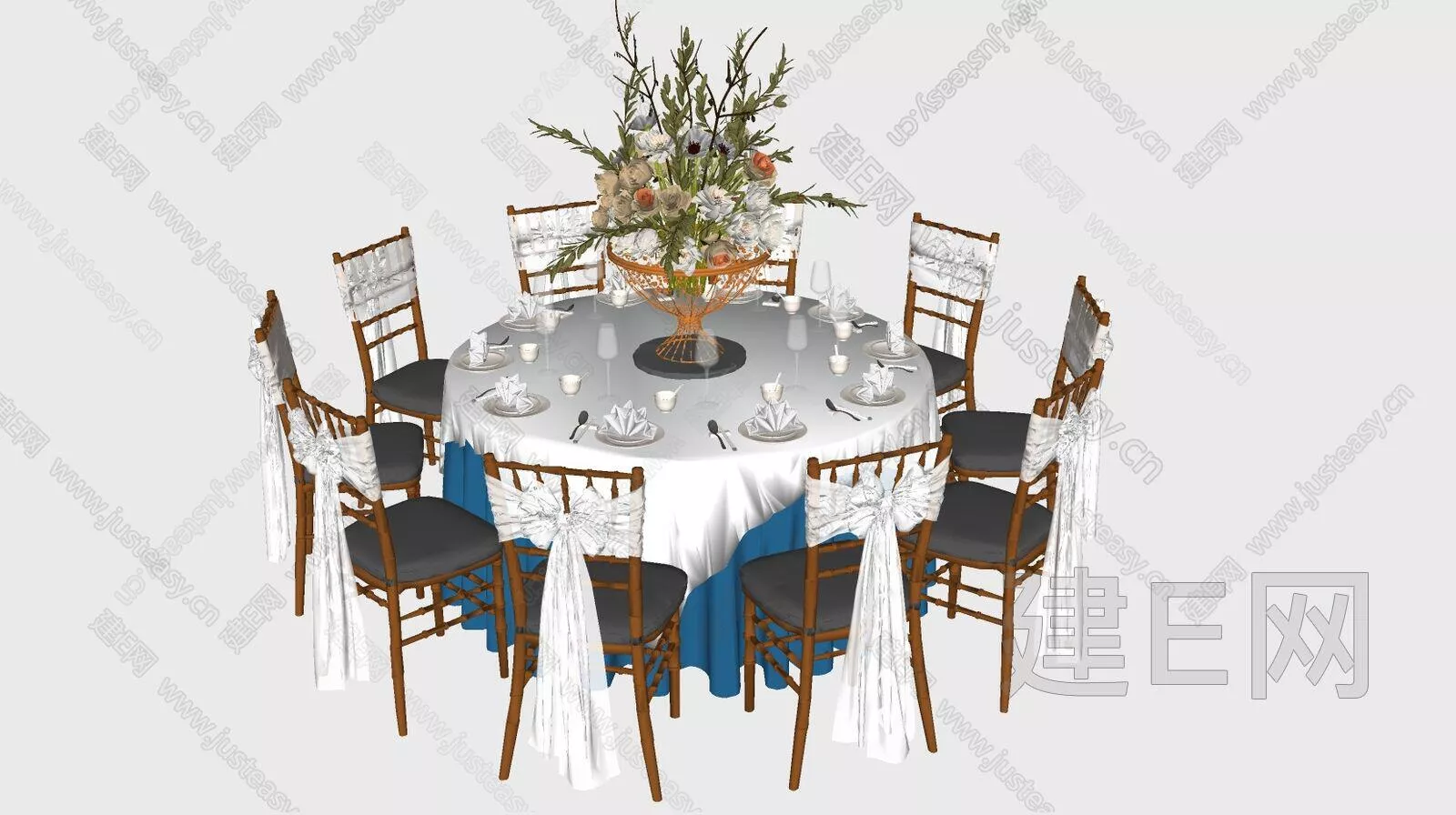 EUROPE DINING TABLE SET - SKETCHUP 3D MODEL - ENSCAPE - 111493564