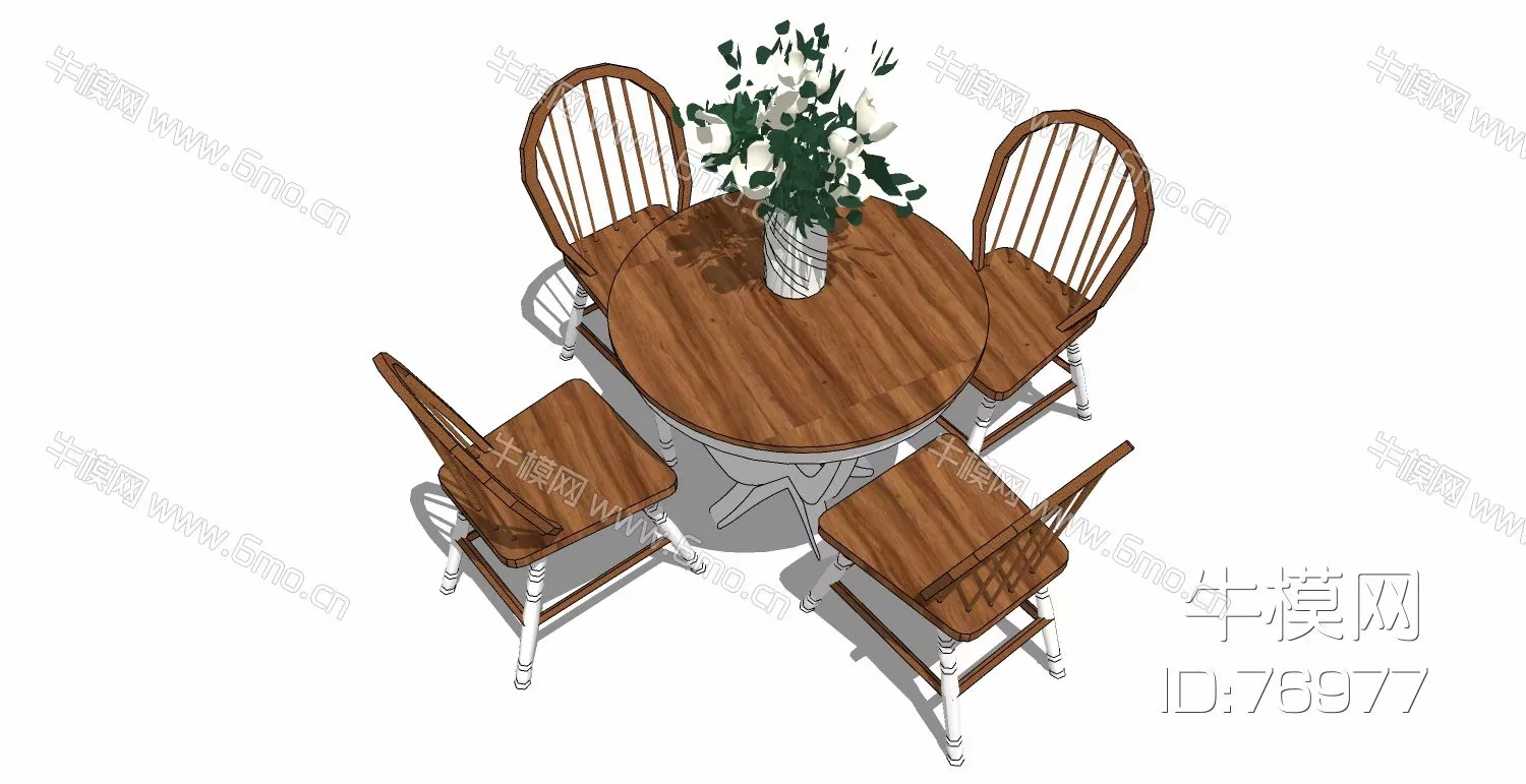 EUROPE DINING TABLE SET - SKETCHUP 3D MODEL - ENSCAPE - 76977