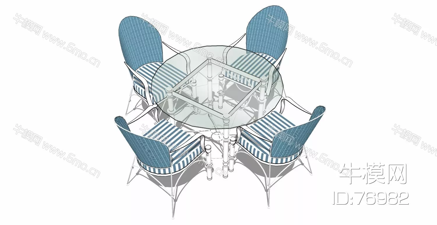 EUROPE DINING TABLE SET - SKETCHUP 3D MODEL - ENSCAPE - 76982