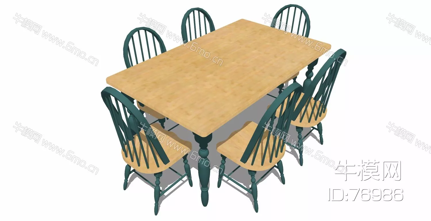 EUROPE DINING TABLE SET - SKETCHUP 3D MODEL - ENSCAPE - 76986