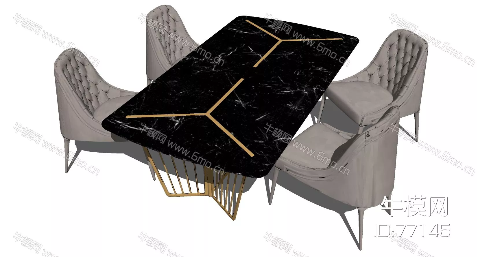 EUROPE DINING TABLE SET - SKETCHUP 3D MODEL - ENSCAPE - 77145