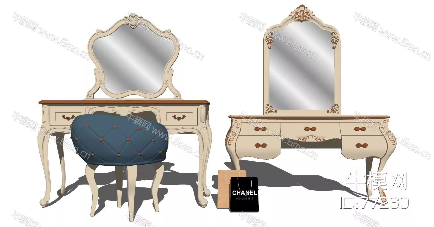 EUROPE DRESSING TABLE - SKETCHUP 3D MODEL - ENSCAPE - 77260