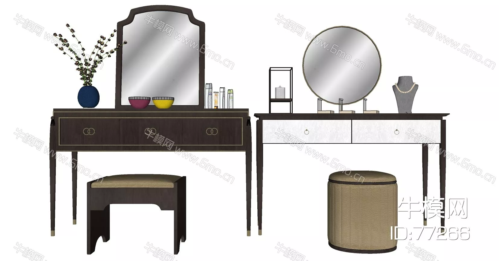 EUROPE DRESSING TABLE - SKETCHUP 3D MODEL - ENSCAPE - 77266