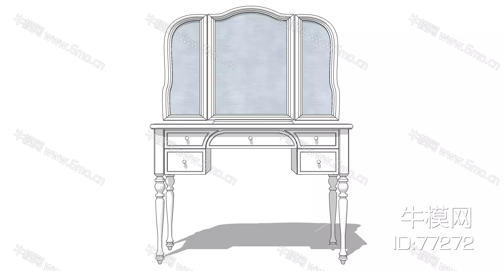 EUROPE DRESSING TABLE - SKETCHUP 3D MODEL - ENSCAPE - 77272