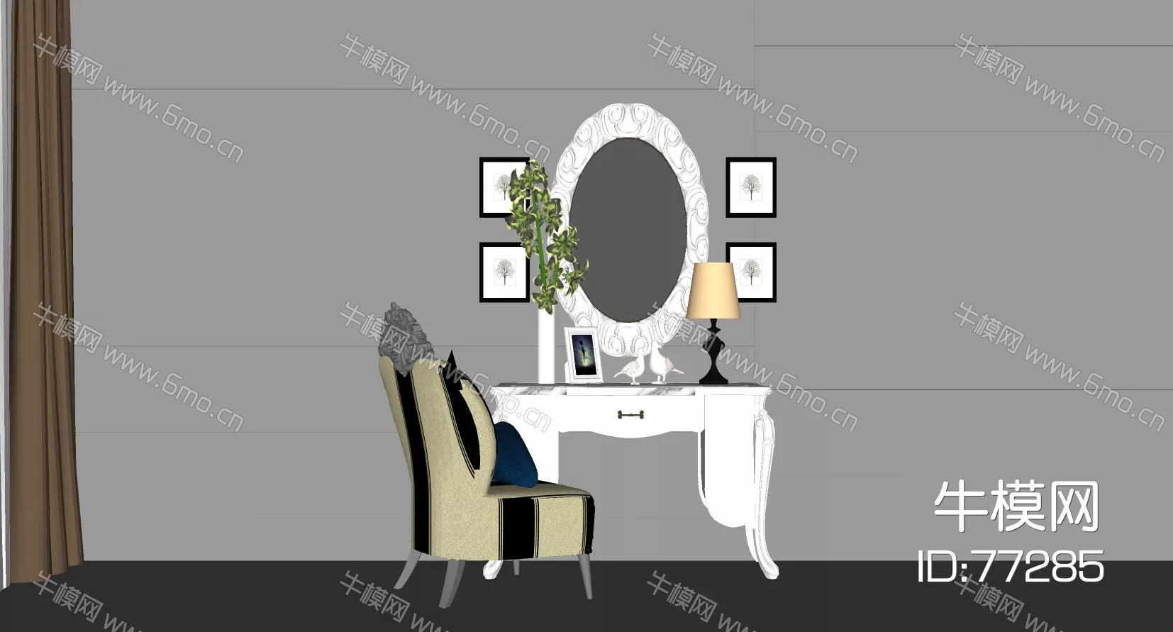 EUROPE DRESSING TABLE - SKETCHUP 3D MODEL - ENSCAPE - 77285