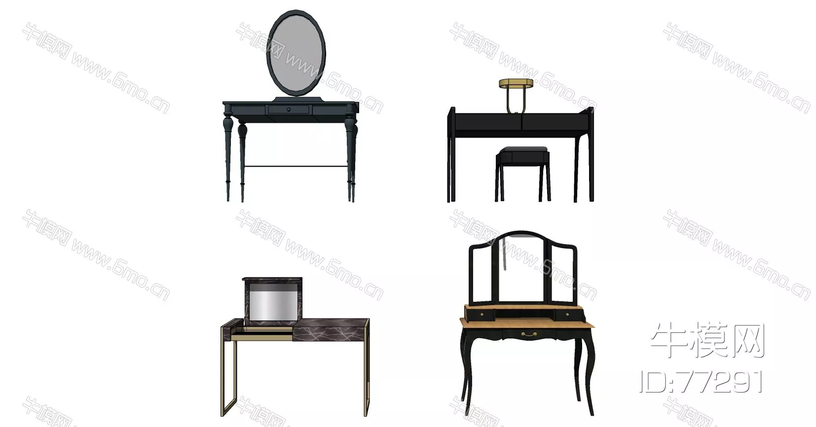 EUROPE DRESSING TABLE - SKETCHUP 3D MODEL - ENSCAPE - 77291