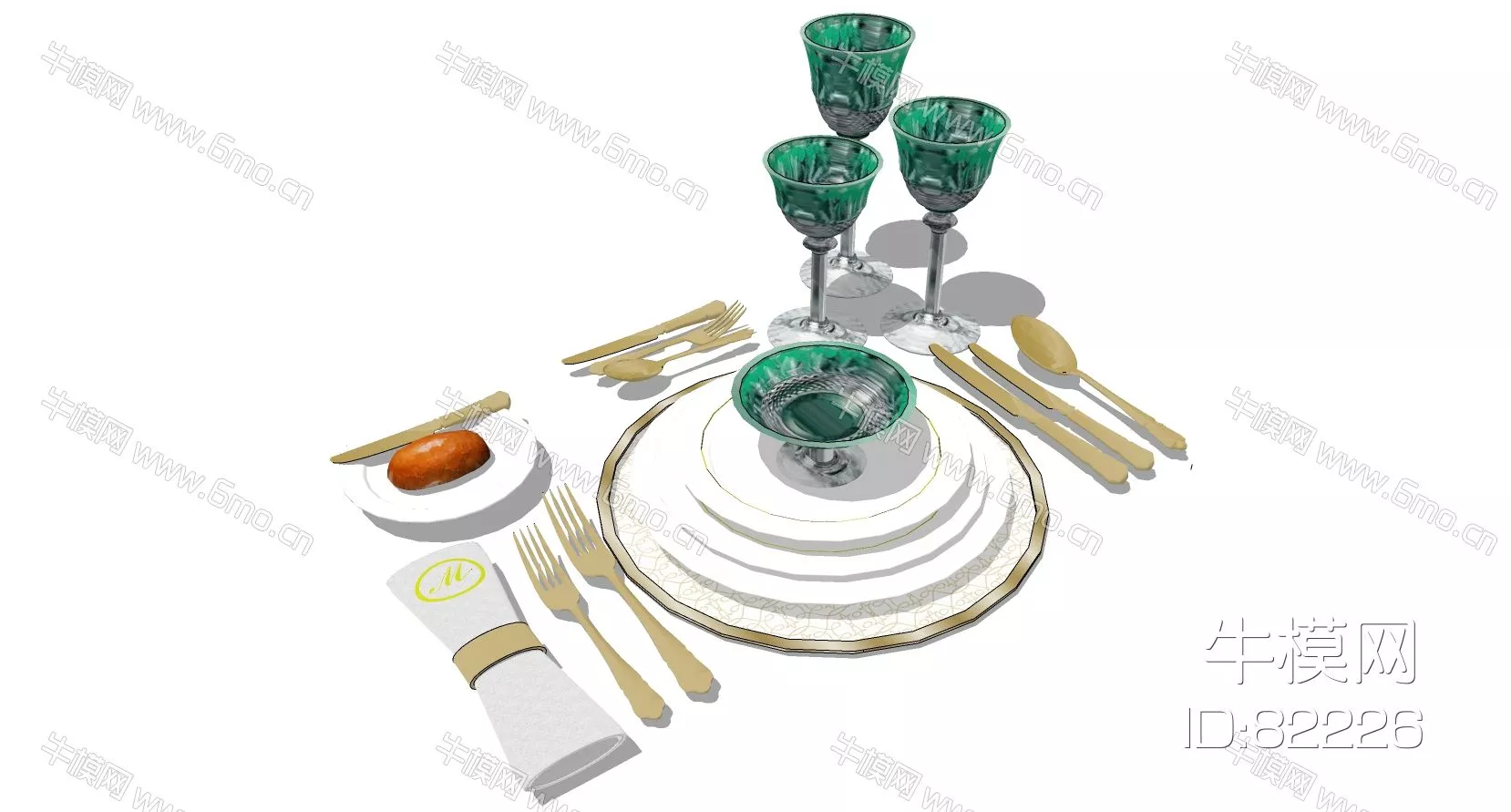 EUROPE TEA SET - SKETCHUP 3D MODEL - ENSCAPE - 82226