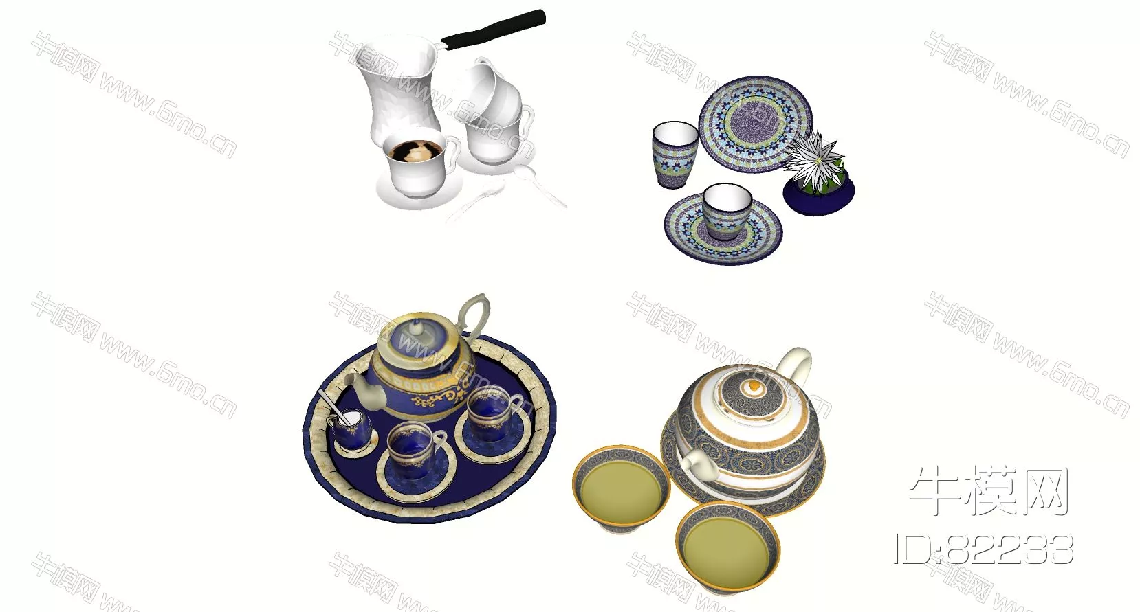 EUROPE TEA SET - SKETCHUP 3D MODEL - ENSCAPE - 82233