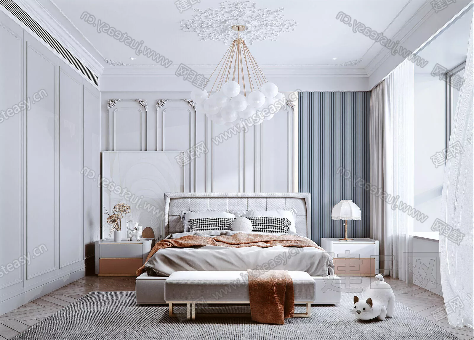 FRENCH BEDROOM - SKETCHUP 3D SCENE - VRAY - 104940578