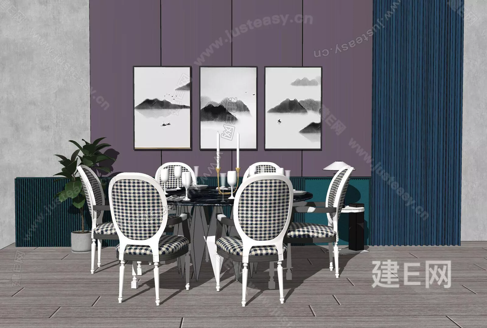 FRENCH DINING TABLE SET - SKETCHUP 3D MODEL - ENSCAPE - 111427928
