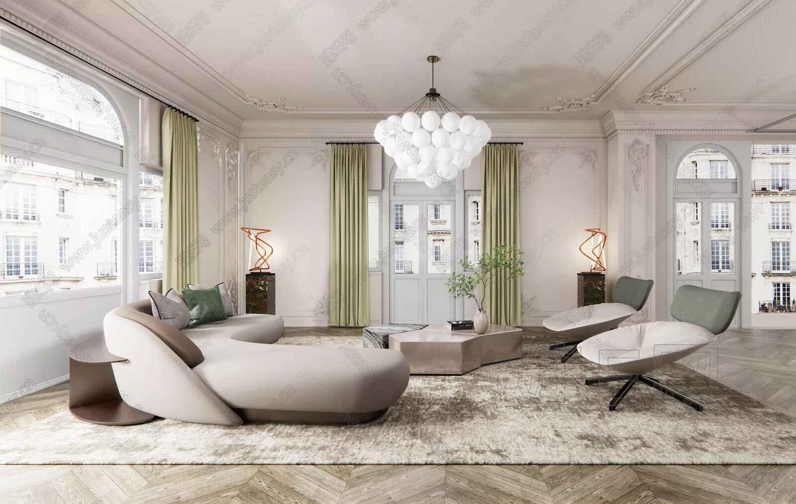 FRENCH LIVING ROOM - SKETCHUP 3D SCENE - ENSCAPE - 109266692