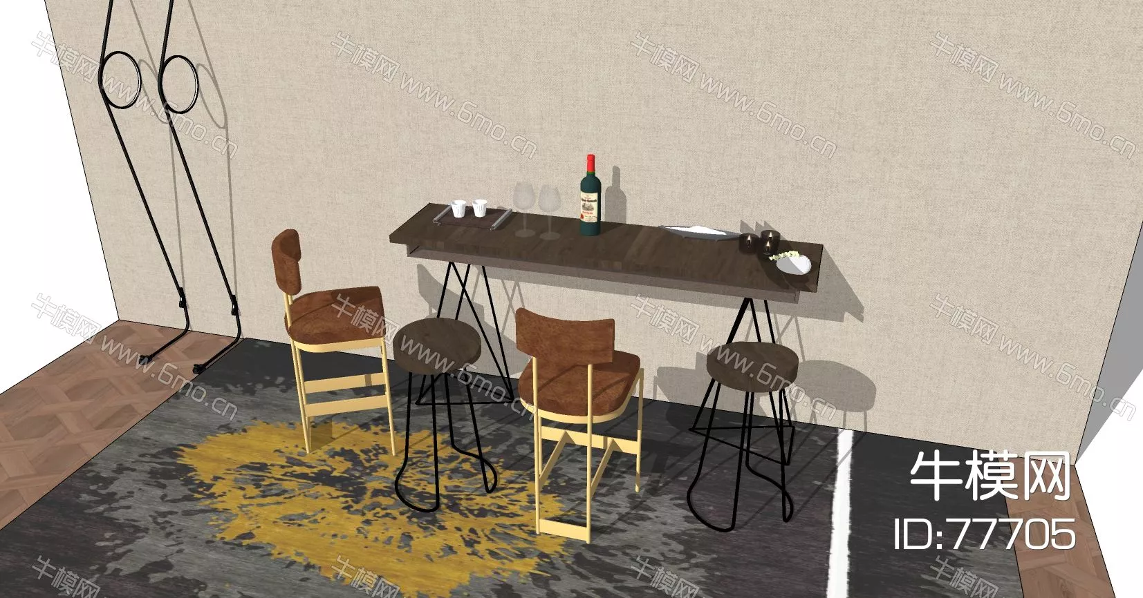 INDUSTRIAL BAR CHAIR - SKETCHUP 3D MODEL - ENSCAPE - 77705