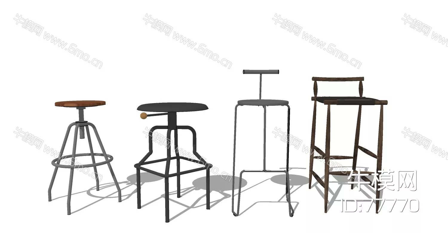 INDUSTRIAL BAR CHAIR - SKETCHUP 3D MODEL - ENSCAPE - 77770