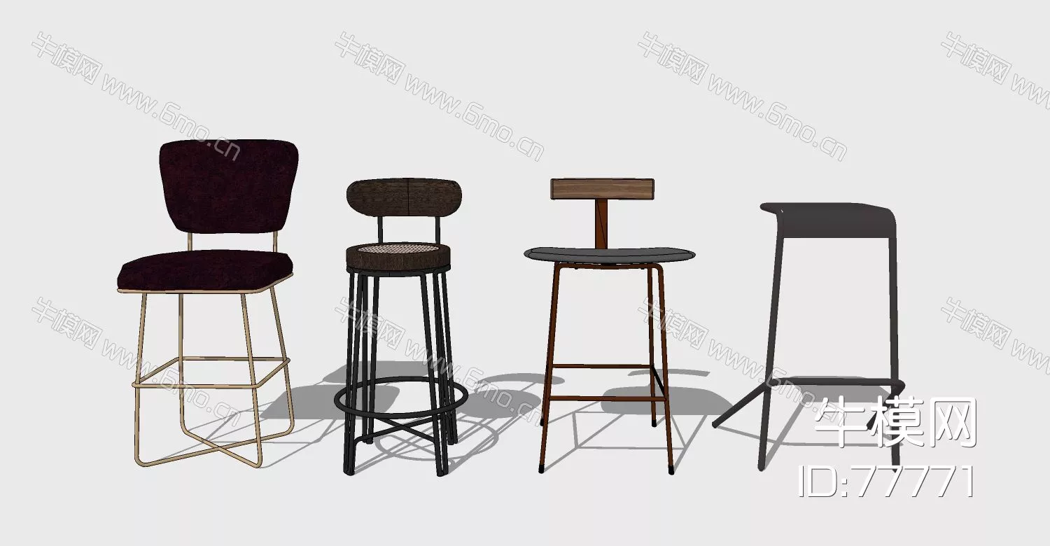 INDUSTRIAL BAR CHAIR - SKETCHUP 3D MODEL - ENSCAPE - 77771