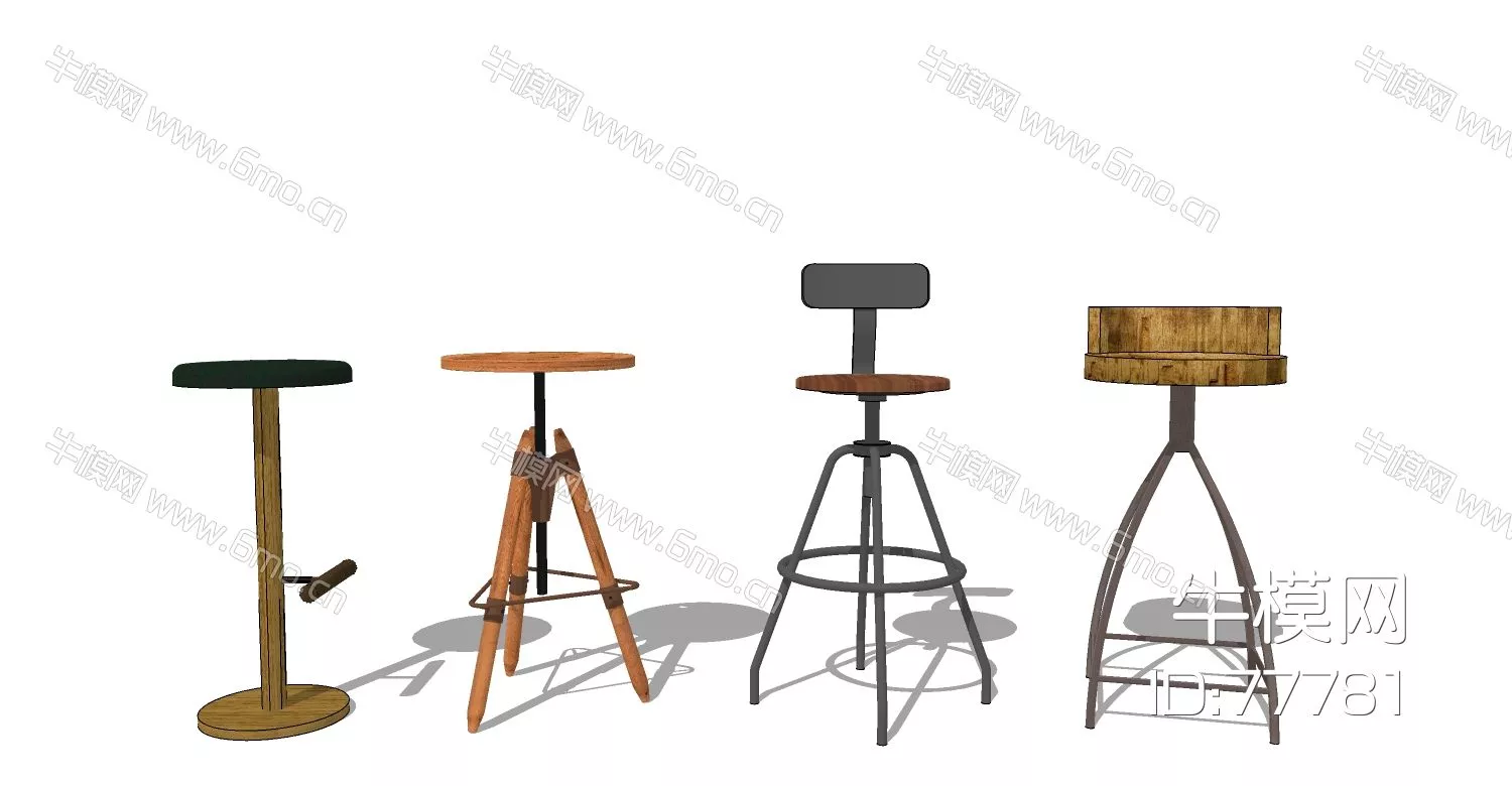 INDUSTRIAL BAR CHAIR - SKETCHUP 3D MODEL - ENSCAPE - 77781