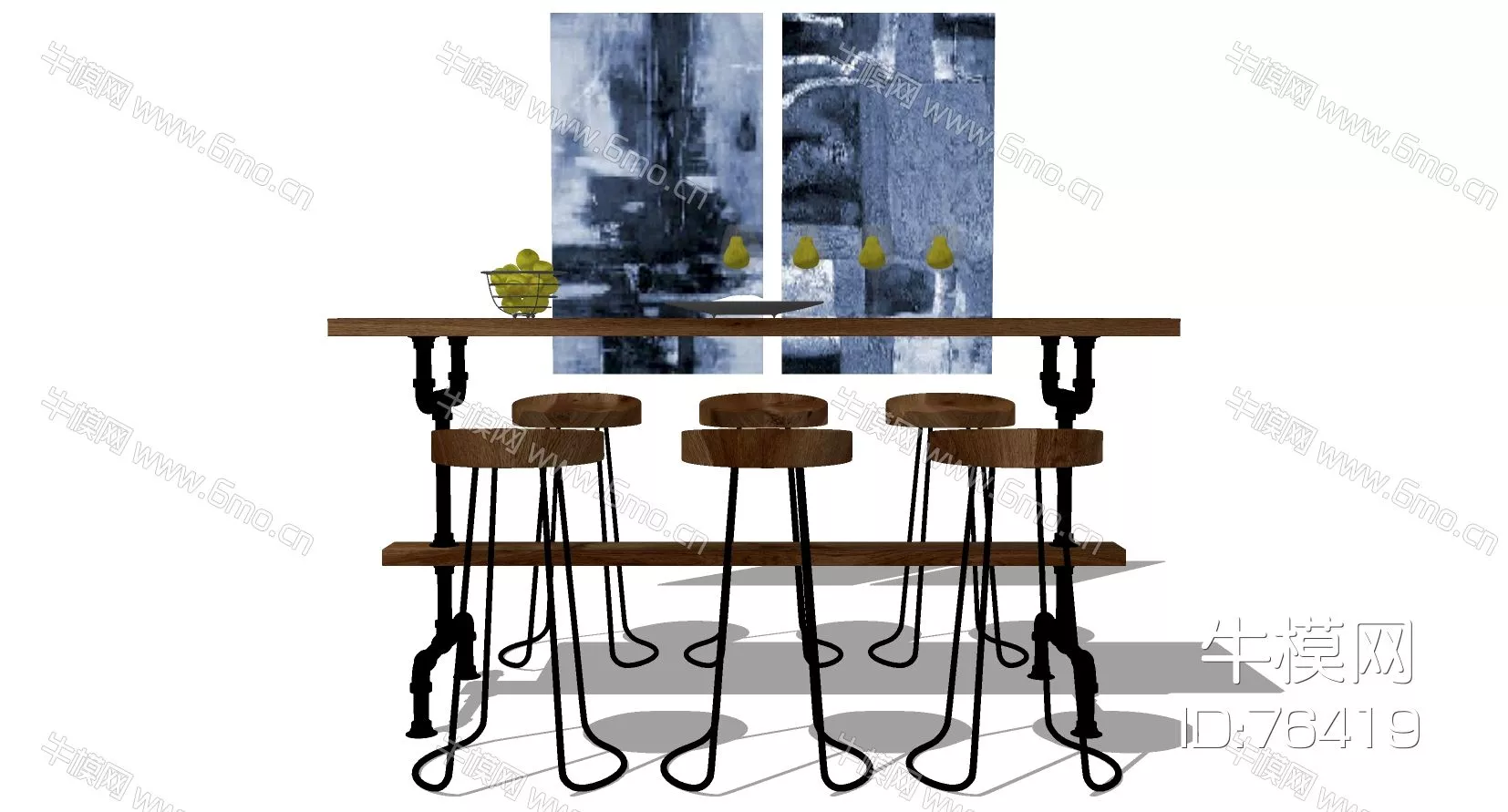 INDUSTRIAL BAR COUNTER - SKETCHUP 3D MODEL - ENSCAPE - 76419