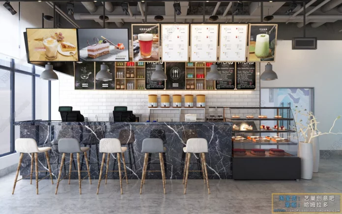 INDUSTRIAL COFFEE SHOP - SKETCHUP 3D SCENE - VRAY OR ENSCAPE - ID00321