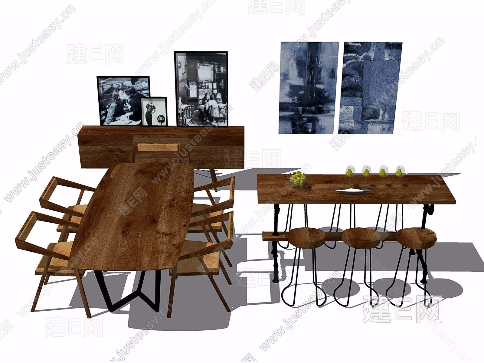 INDUSTRIAL DINING ROOM - SKETCHUP 3D SCENE - ENSCAPE - 105595299