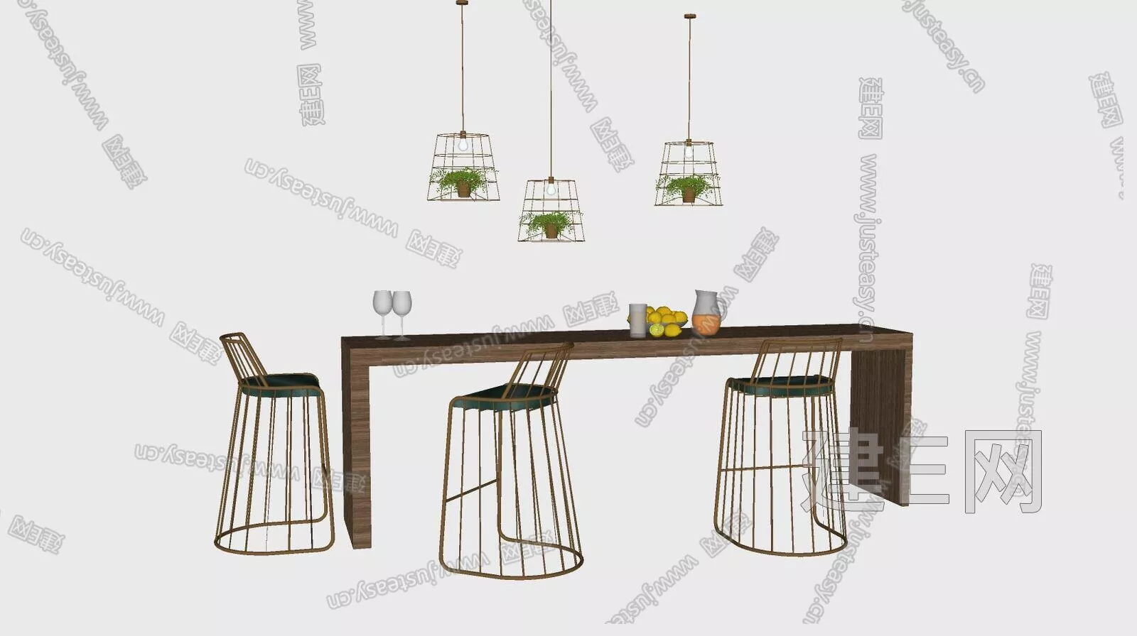INDUSTRIAL DINING TABLE SET - SKETCHUP 3D MODEL - ENSCAPE - 110838229