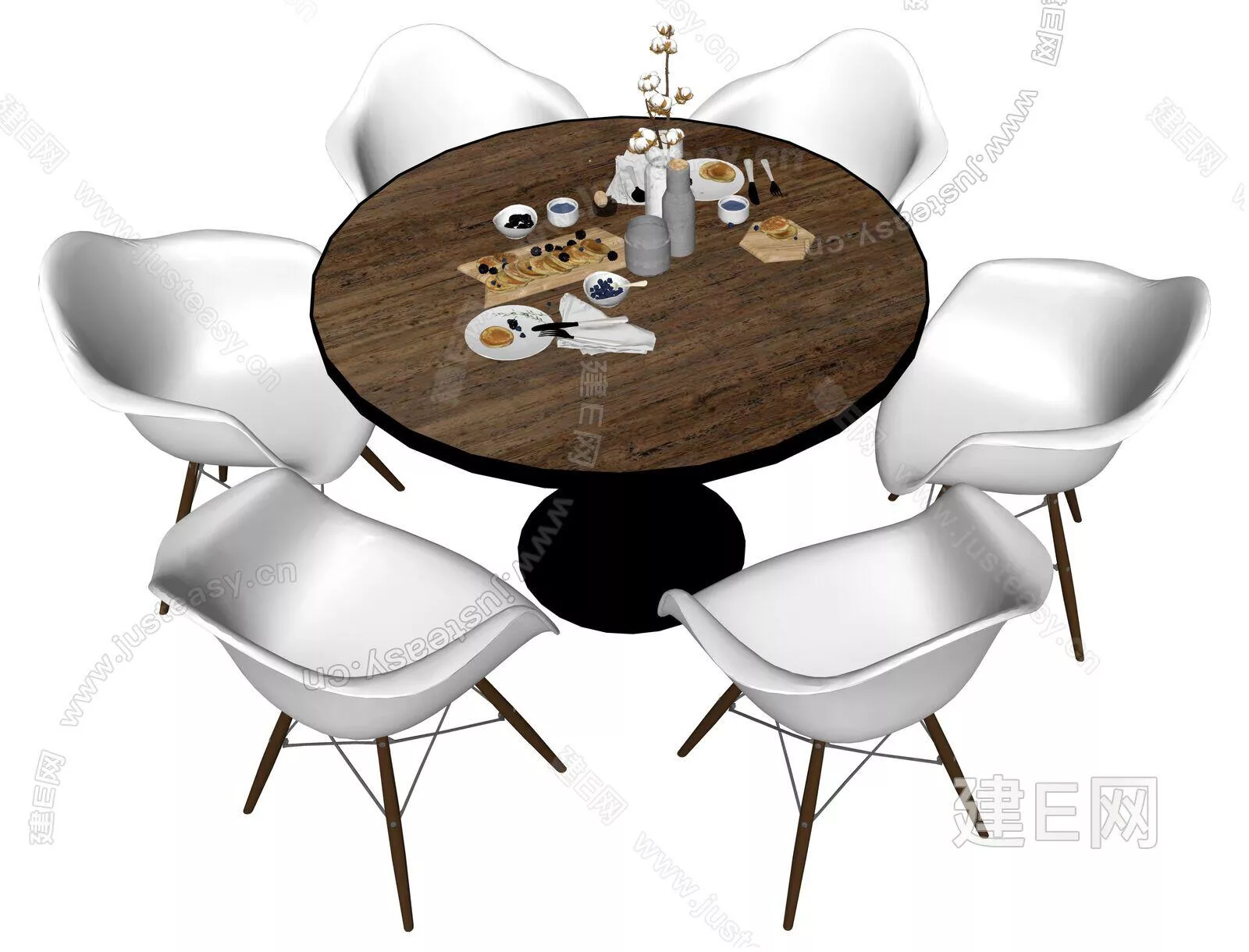INDUSTRIAL DINING TABLE SET - SKETCHUP 3D MODEL - ENSCAPE - 111952323
