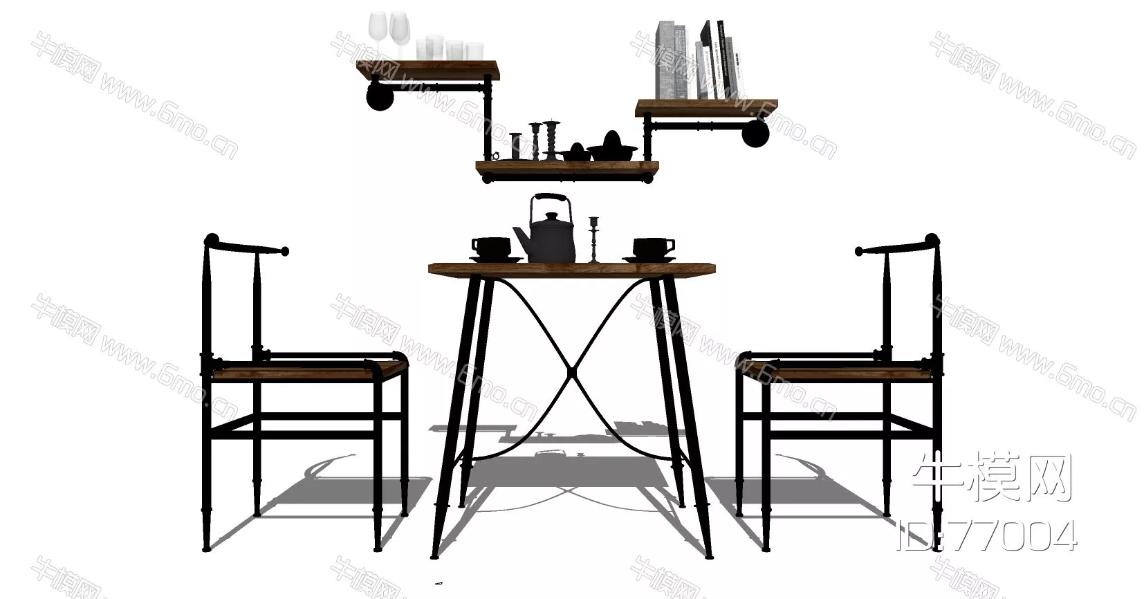 INDUSTRIAL DINING TABLE SET - SKETCHUP 3D MODEL - ENSCAPE - 77004