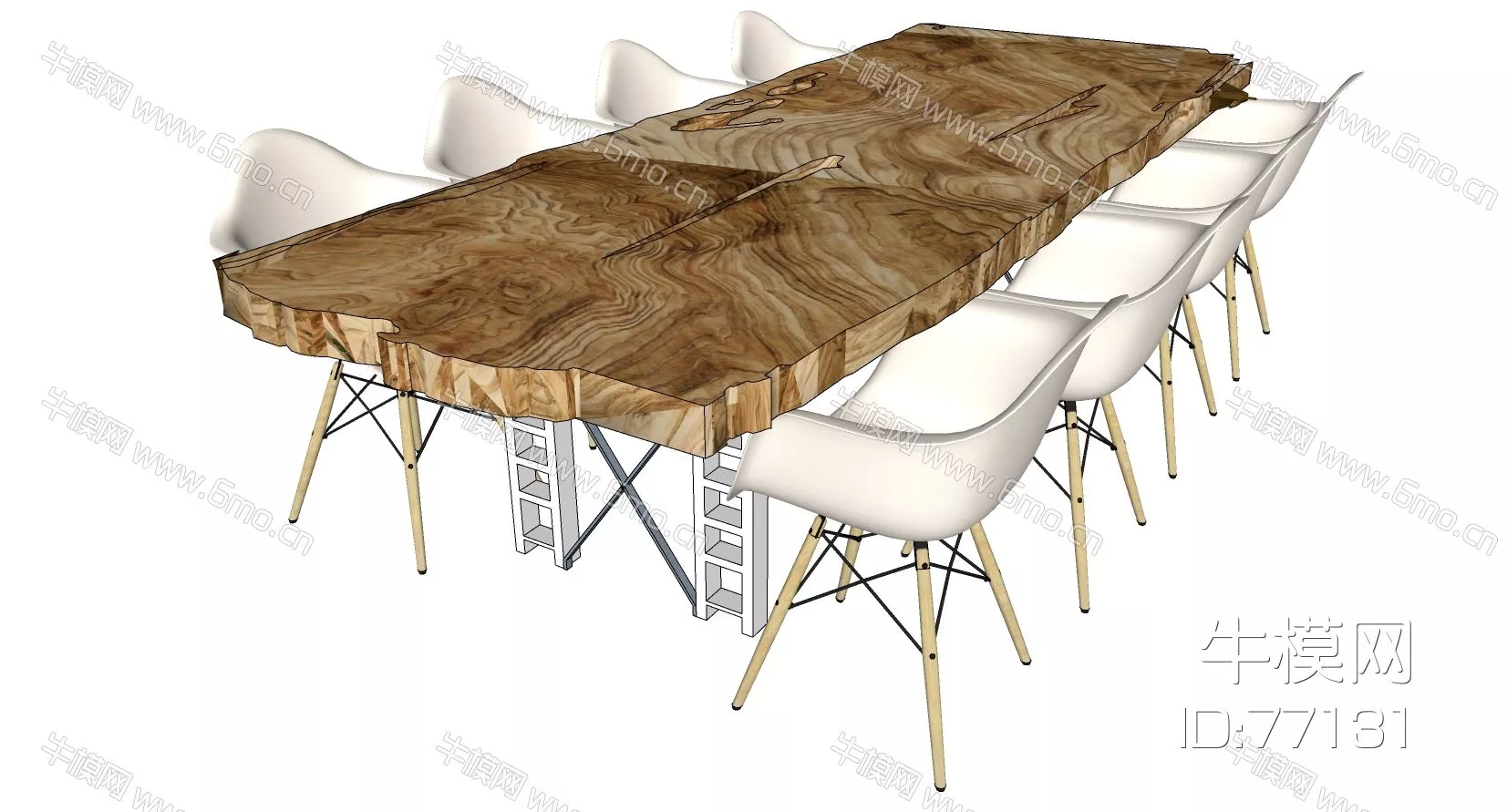 INDUSTRIAL DINING TABLE SET - SKETCHUP 3D MODEL - ENSCAPE - 77131