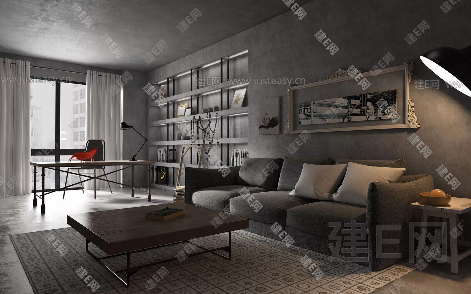 INDUSTRIAL LIVING ROOM - SKETCHUP 3D SCENE - ENSCAPE - 100877740