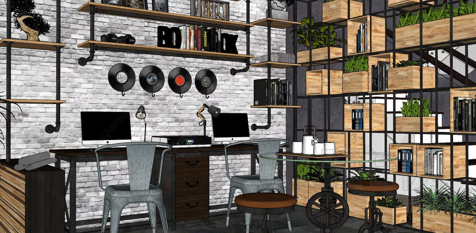 INDUSTRIAL OFFICE INTERIOR - SKETCHUP 3D MODEL - ENSCAPE - 109003220