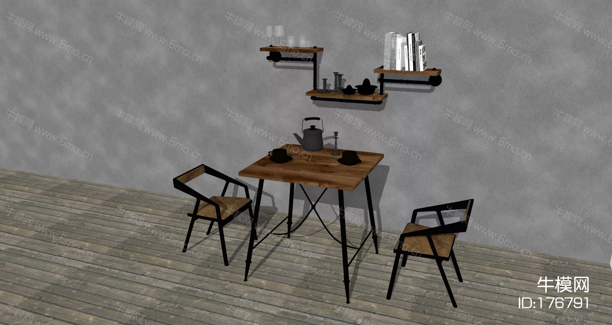 INDUSTRIAL TEA TABLE SET - SKETCHUP 3D MODEL - ENSCAPE - 176791